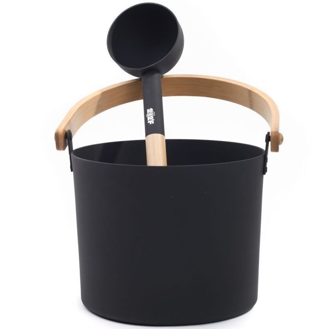 Набор для бани SIMPLE BLACK Шайка 5л + черпак 0,2л ручки бамбук