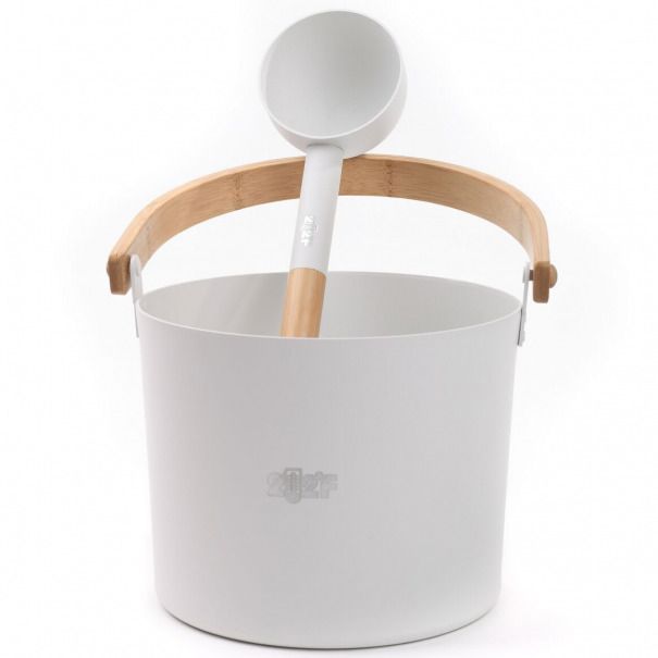 Набор для бани SIMPLE WHITE Шайка 5л + черпак 0,2л ручки бамбук