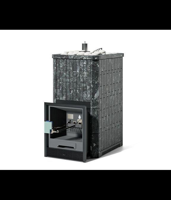 Печь Сочи в наборном полноценном кожухе, пироксенит, с открытым верхом, на газу