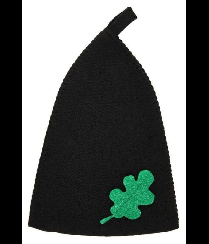 Шапка банная с аппликацией "Дубовый лист", черная