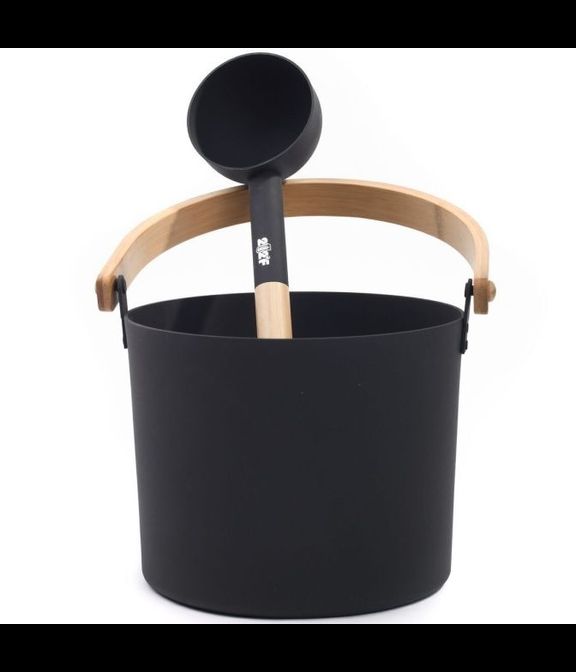 Набор для бани SIMPLE BLACK Шайка 5л + черпак 0,2л ручки бамбук