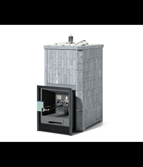 Печь Сочи в наборном полноценном кожухе, талькохлорит, с открытым верхом, на газу