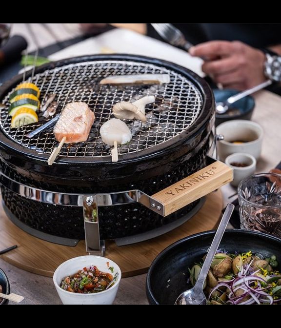 Угольный керамический гриль, Shichirin, настольный, круглый