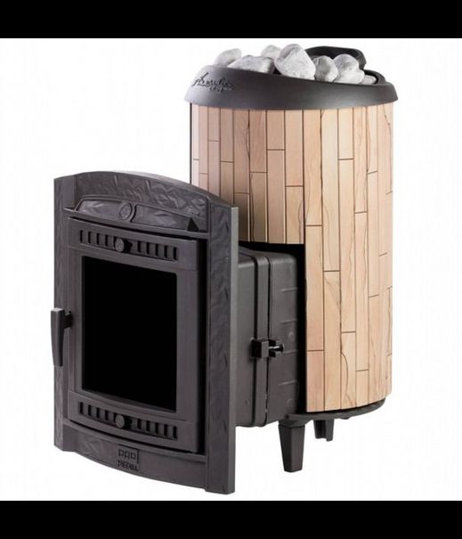 Печь для бани "Атмосфера L" ламели "Окаменевшее дерево" наборные