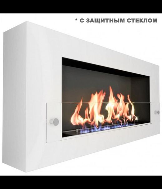 Биокамин ORION 900 с белой рамкой, с защитным стеклом