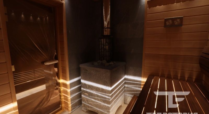 Отделка бани. Игра света. Оптоволокно и светодиоды.