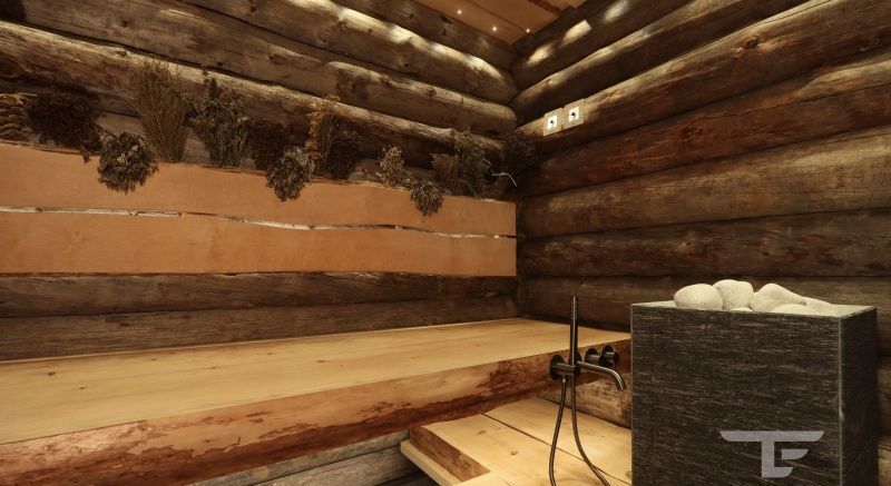 Баня из Кело, электрокаменка в талькомагнезите